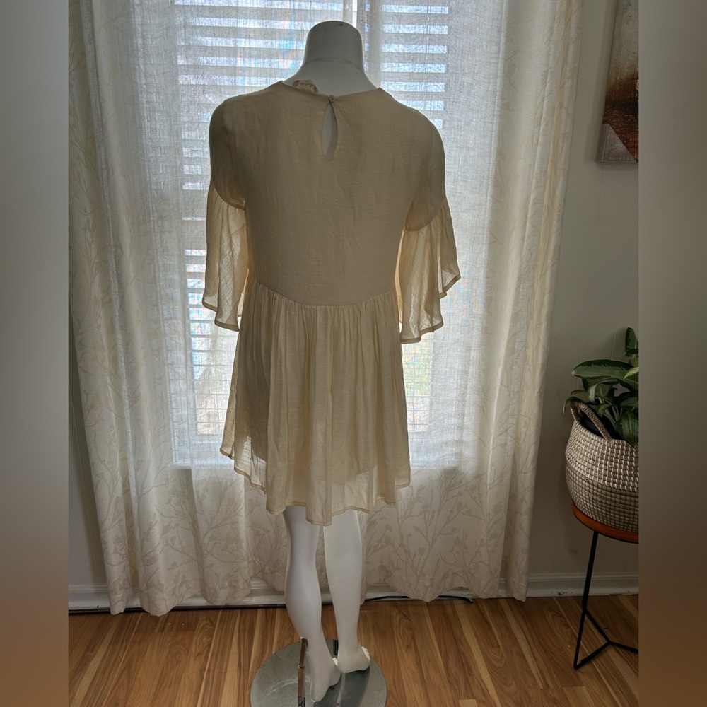 Altar'd State Cream Mini Sundress with Flutter Sleeves - Picture 4 of 11